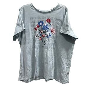 Vera Bradley American The Beautiful patriotic baby blue tee plus sz XXL 2X